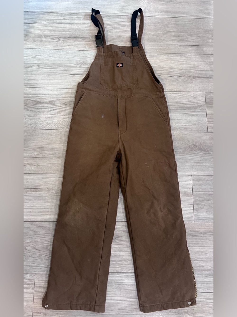 Dickies Insulated Bibs Overalls Youth Size Medium 10 - 12 Brown